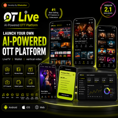 DTLive - Movie, TV Show, OTT, Live TV, Streaming Flutter App (Android, iOS, Web) with Admin Panel