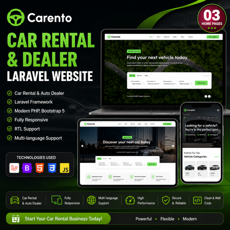 Carento - Car Rental Booking Laravel System